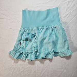 Chic Aqua Mini Skirt with Ruffle Detail y2k